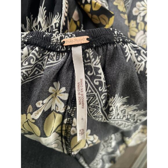 Free People Serendipity Strapless Wide Leg Jumpsuit Romper Black Multi Print XS - Picture 7 of 8